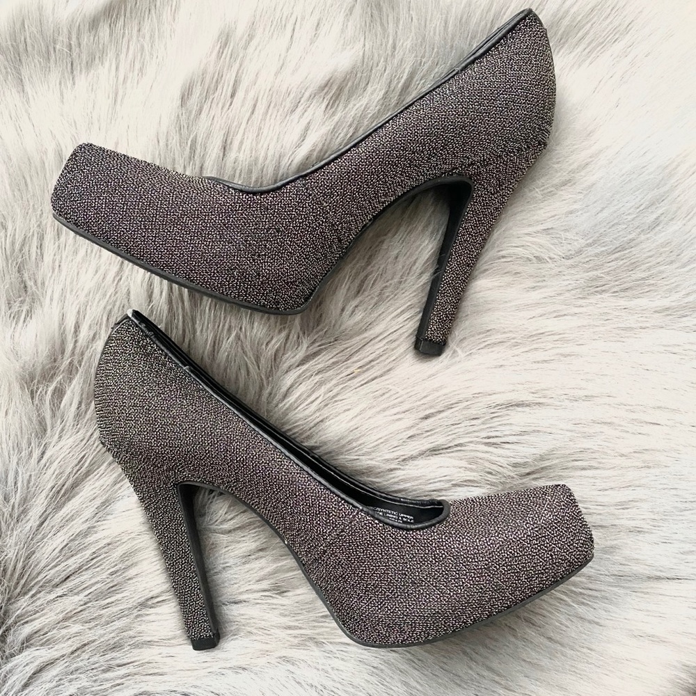 Gianni Bini Metallic Fabric Heels